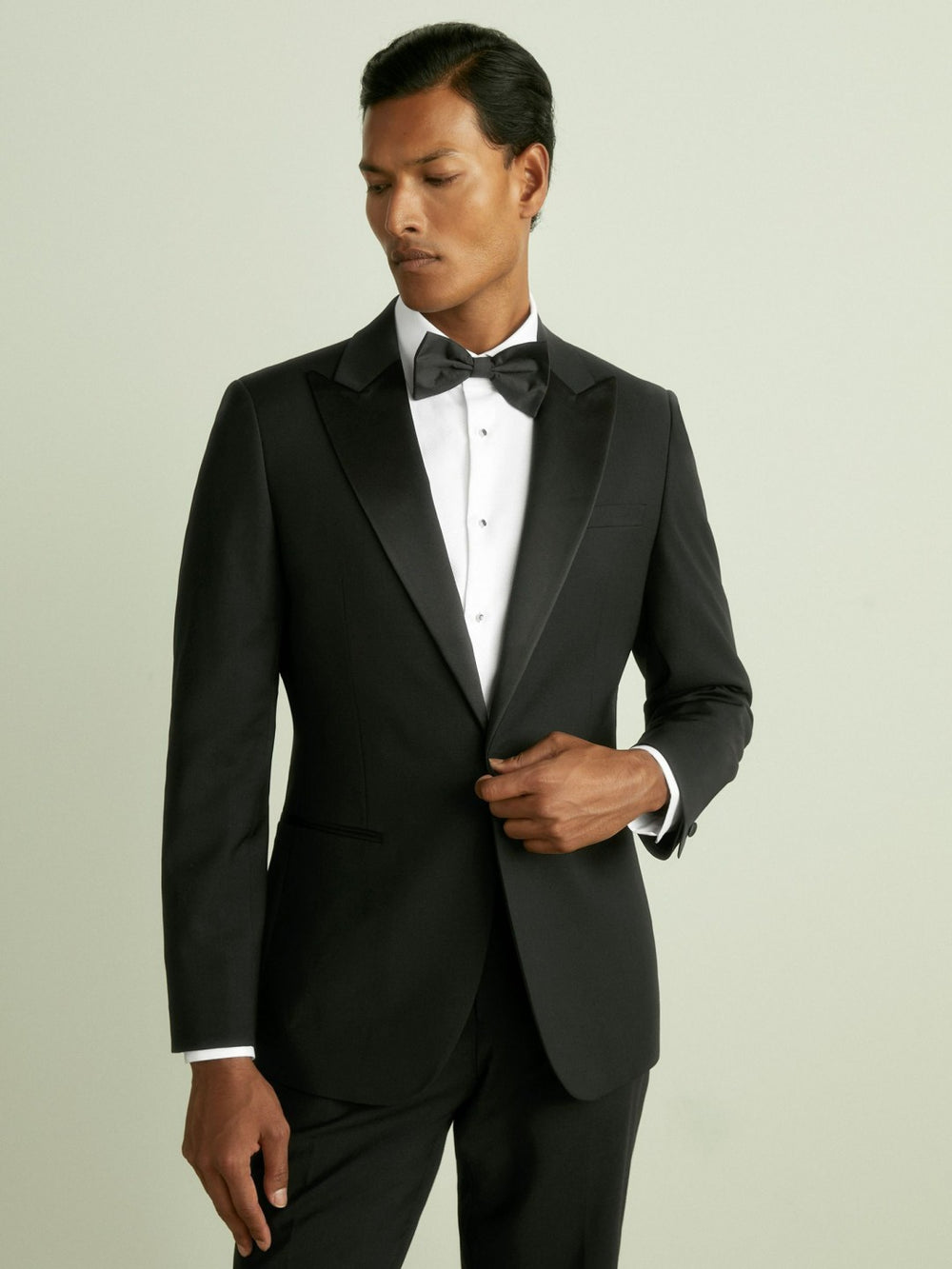 Men Regular Fit Single Breasted Tuxedo Jacket in Black