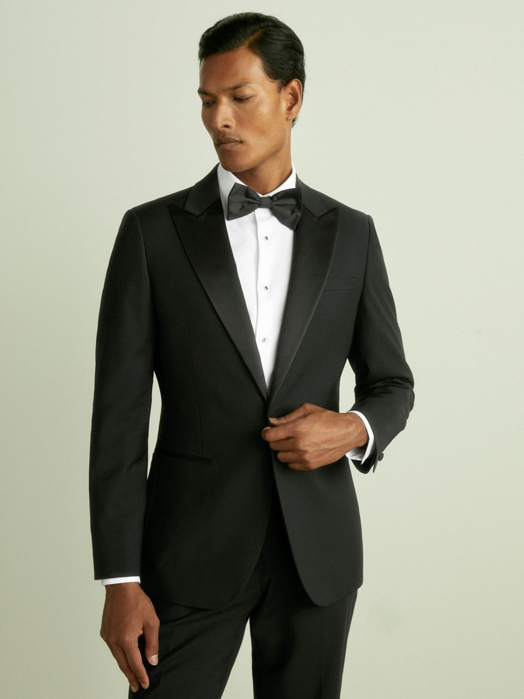 Men Regular Fit Single Breasted Tuxedo Jacket in Black