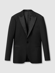 Men Regular Fit Single Breasted Tuxedo Jacket in Black