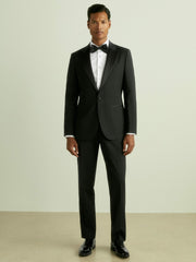 Men Regular Fit Single Breasted Tuxedo Jacket in Black