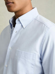 Men Slim-Fit Button-Down Collar Cotton Oxford Shirt in Soft Blue