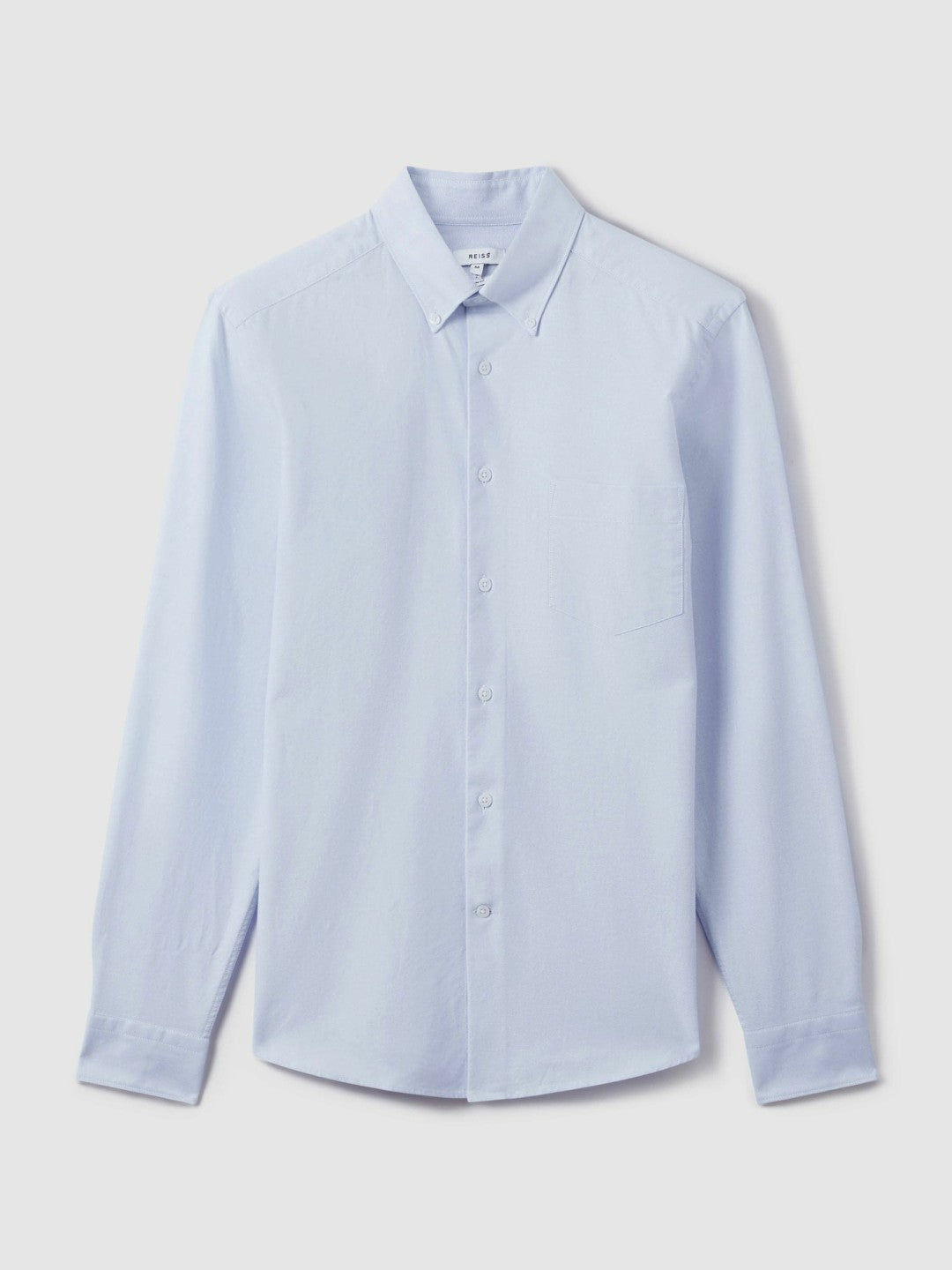 Men Slim-Fit Button-Down Collar Cotton Oxford Shirt in Soft Blue