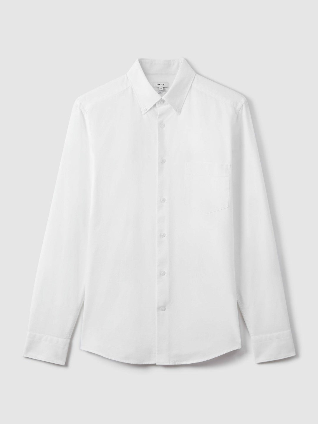 Men Slim-Fit Button-Down Collar Cotton Oxford Shirt in White