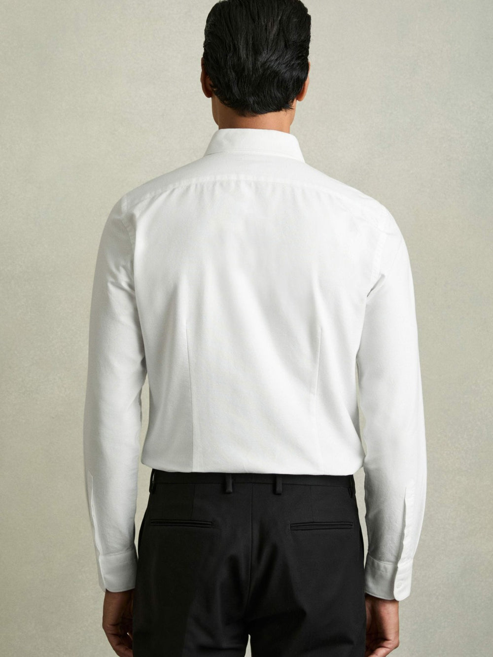 Men Slim-Fit Button-Down Collar Cotton Oxford Shirt in White