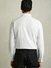 Men Slim-Fit Button-Down Collar Cotton Oxford Shirt in White