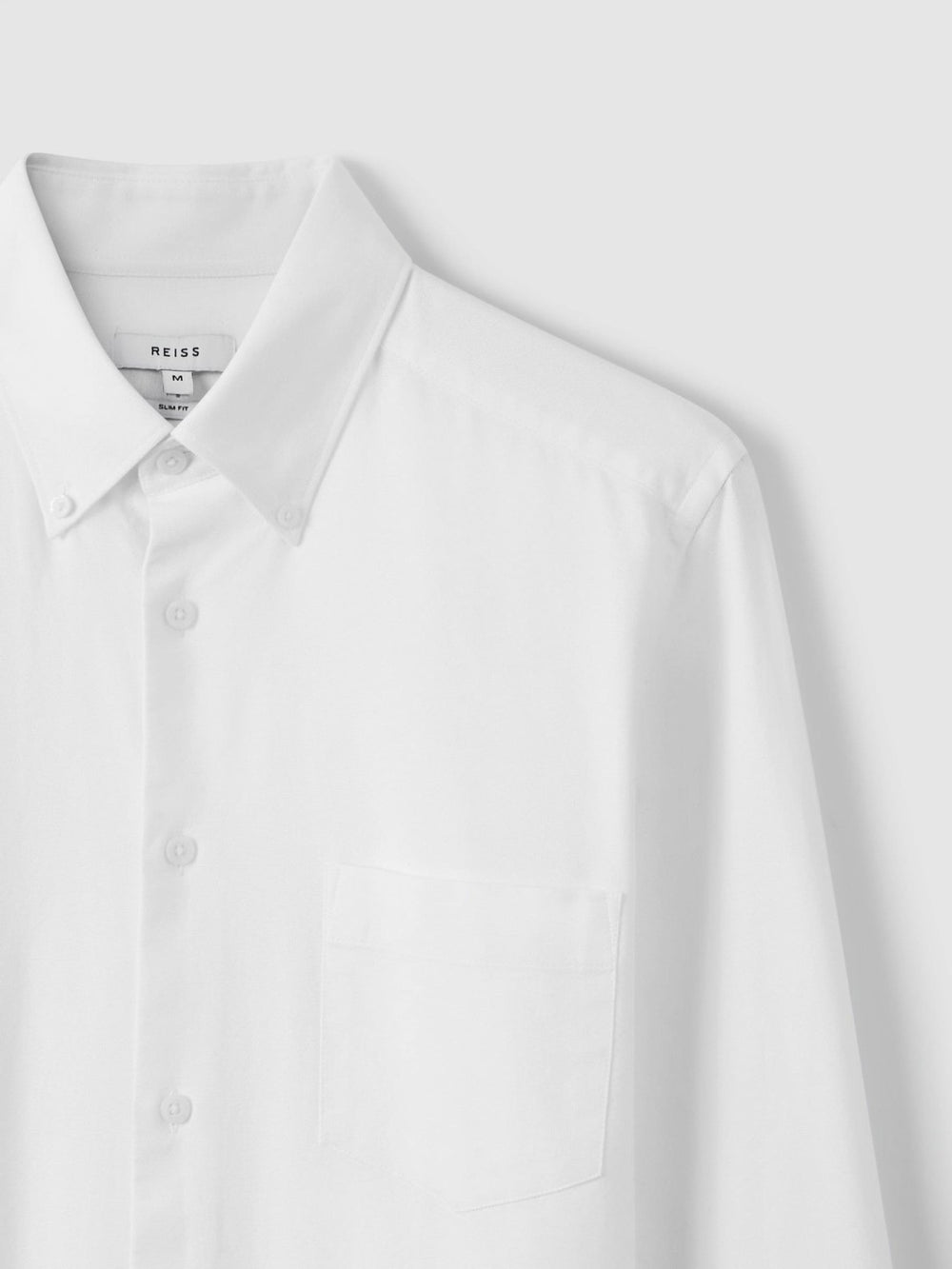 Men Slim-Fit Button-Down Collar Cotton Oxford Shirt in White