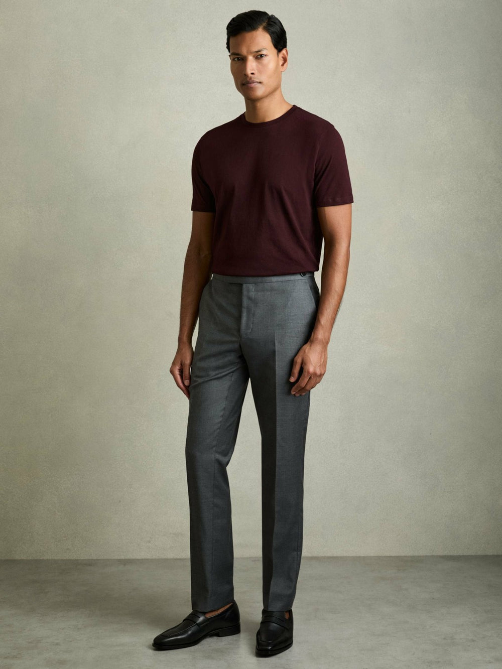 Men Cotton Crew Neck T-Shirt in Bordeaux