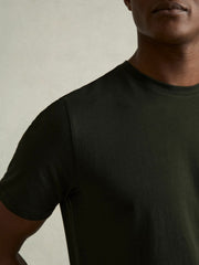 Men Cotton Crew Neck T-Shirt in Oxidised Green