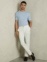 Men Cotton Crew Neck T-Shirt in Soft Blue