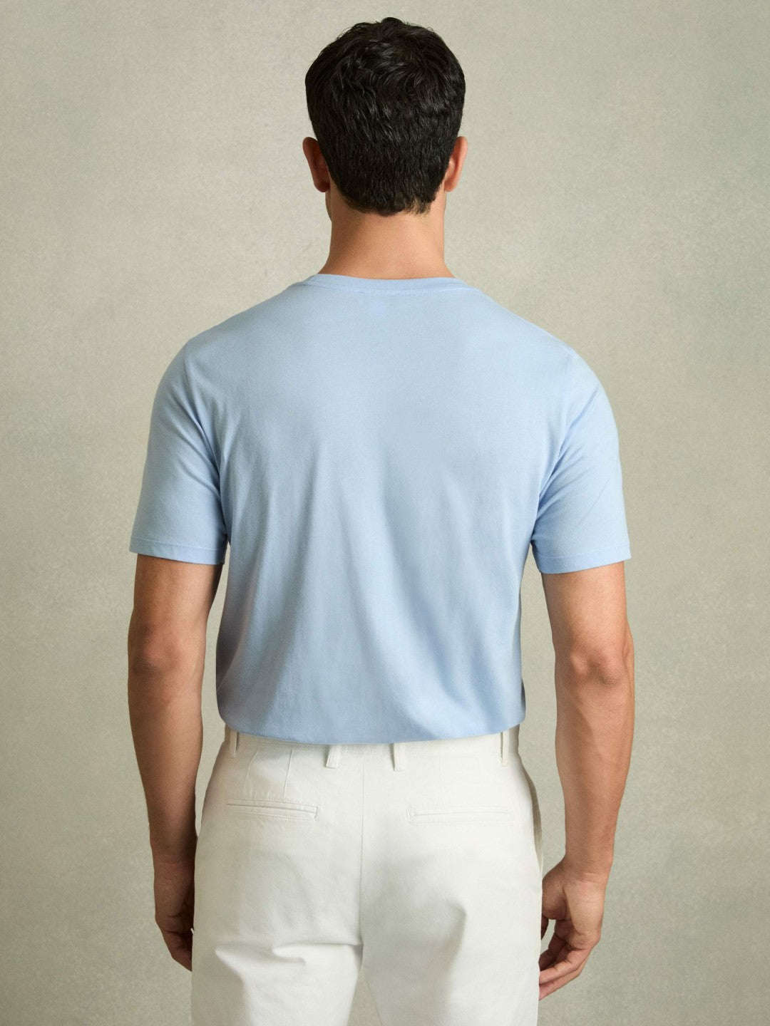 Men Cotton Crew Neck T-Shirt in Soft Blue