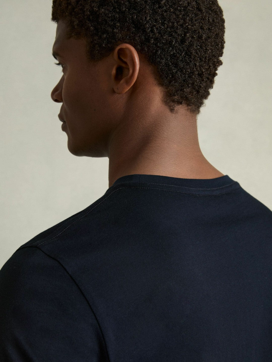Men Cotton Crew Neck T-Shirt in Navy