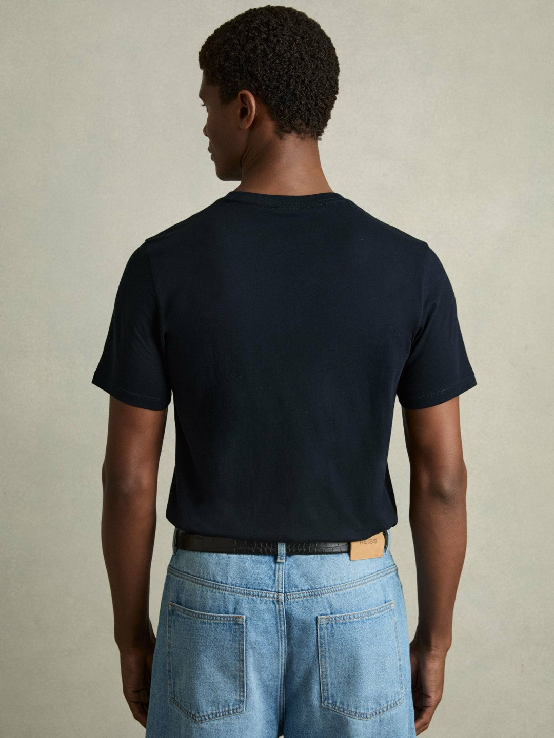 Men Cotton Crew Neck T-Shirt in Navy