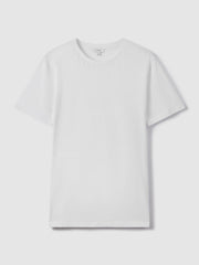 Men Cotton Crew Neck T-Shirt in White