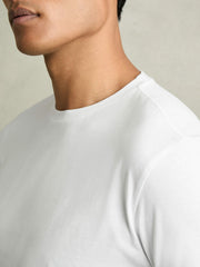 Men Cotton Crew Neck T-Shirt in White