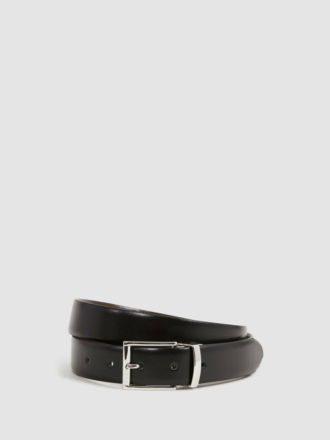 Men Reversible Leather Belt in Black/Dark Brown