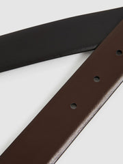 Men Reversible Leather Belt in Black/Dark Brown
