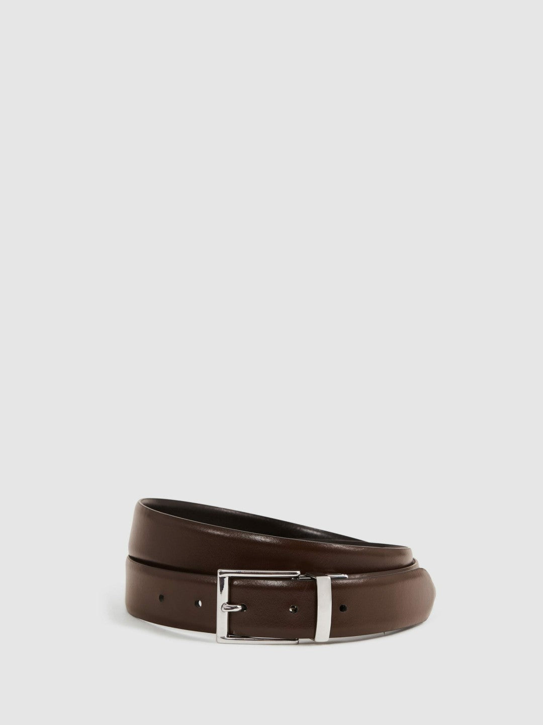 Men Reversible Leather Belt in Black/Dark Brown