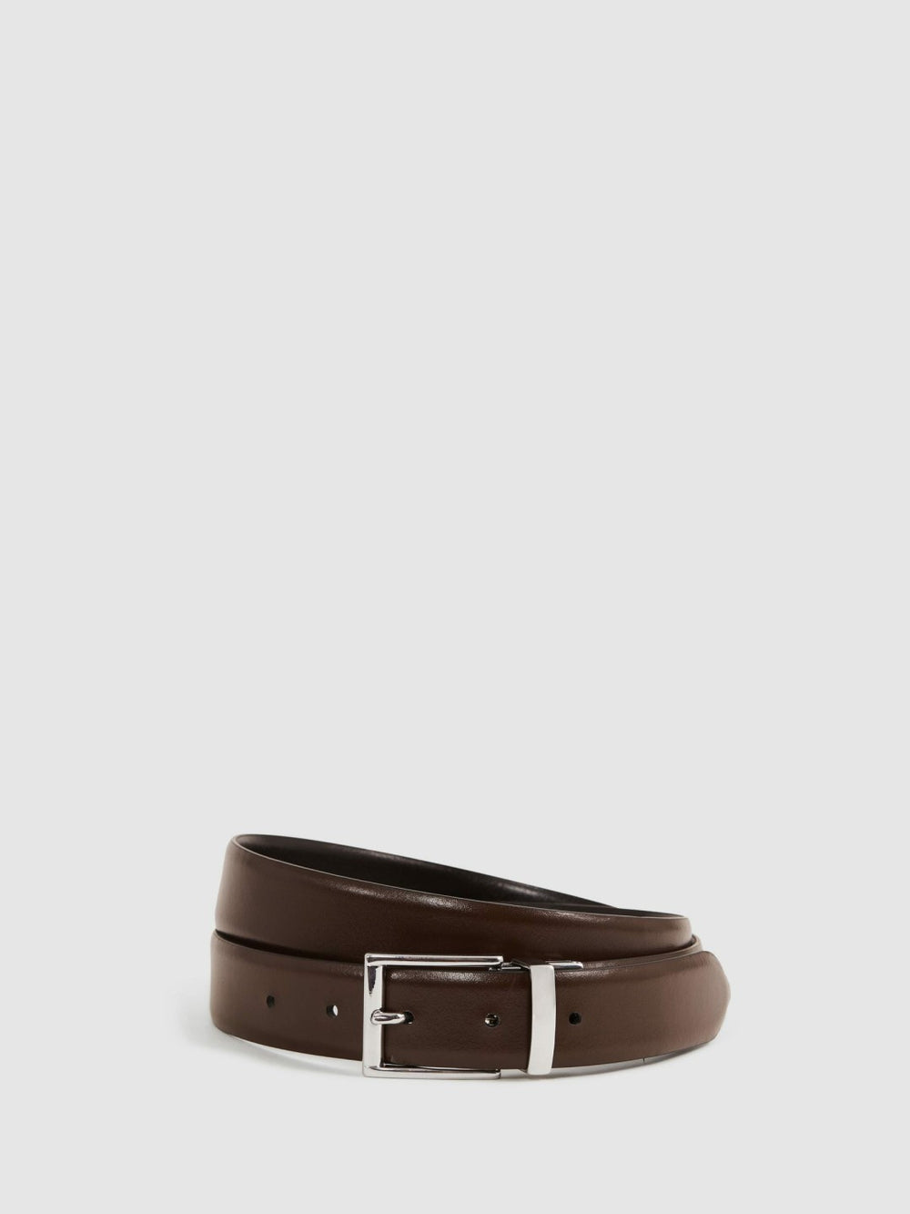 Men Reversible Leather Belt in Black/Dark Brown