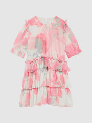 Children & Baby 4-9 yrs Printed Tiered Dress in Pink Print