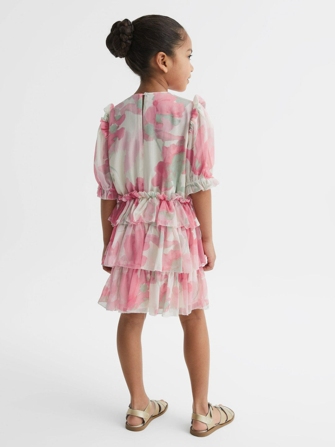 Children & Baby 4-9 yrs Printed Tiered Dress in Pink Print