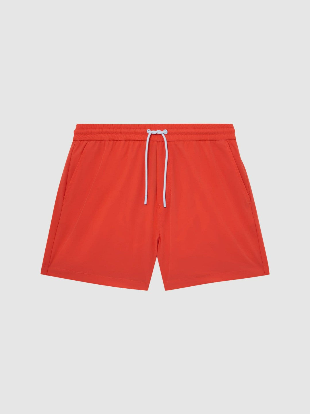 Men Plain Drawstring Swim Shorts in Bright Orange