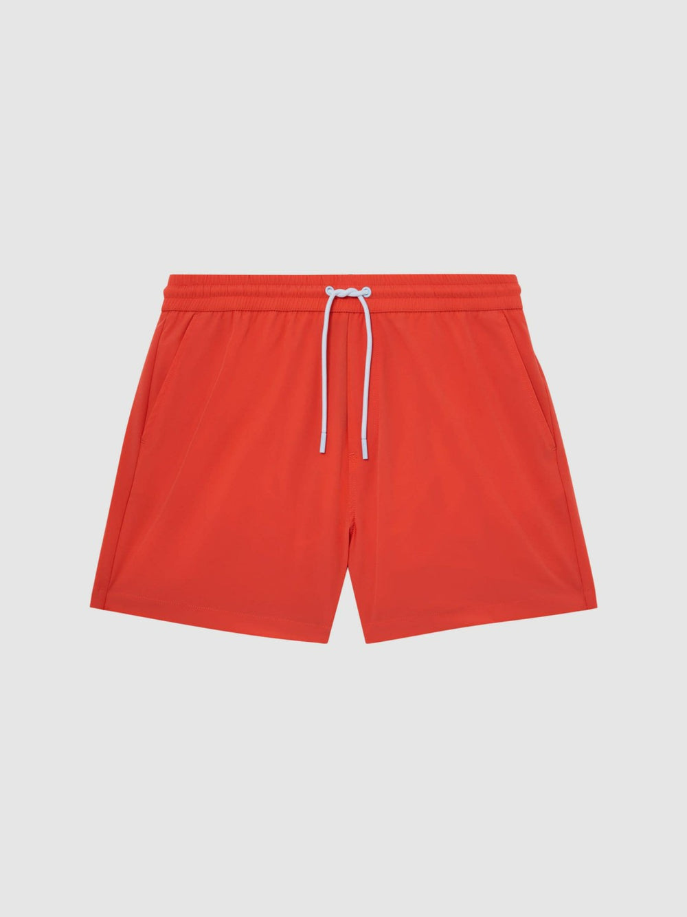 Men Plain Drawstring Swim Shorts in Bright Orange