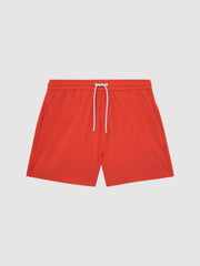 Men Plain Drawstring Swim Shorts in Bright Orange