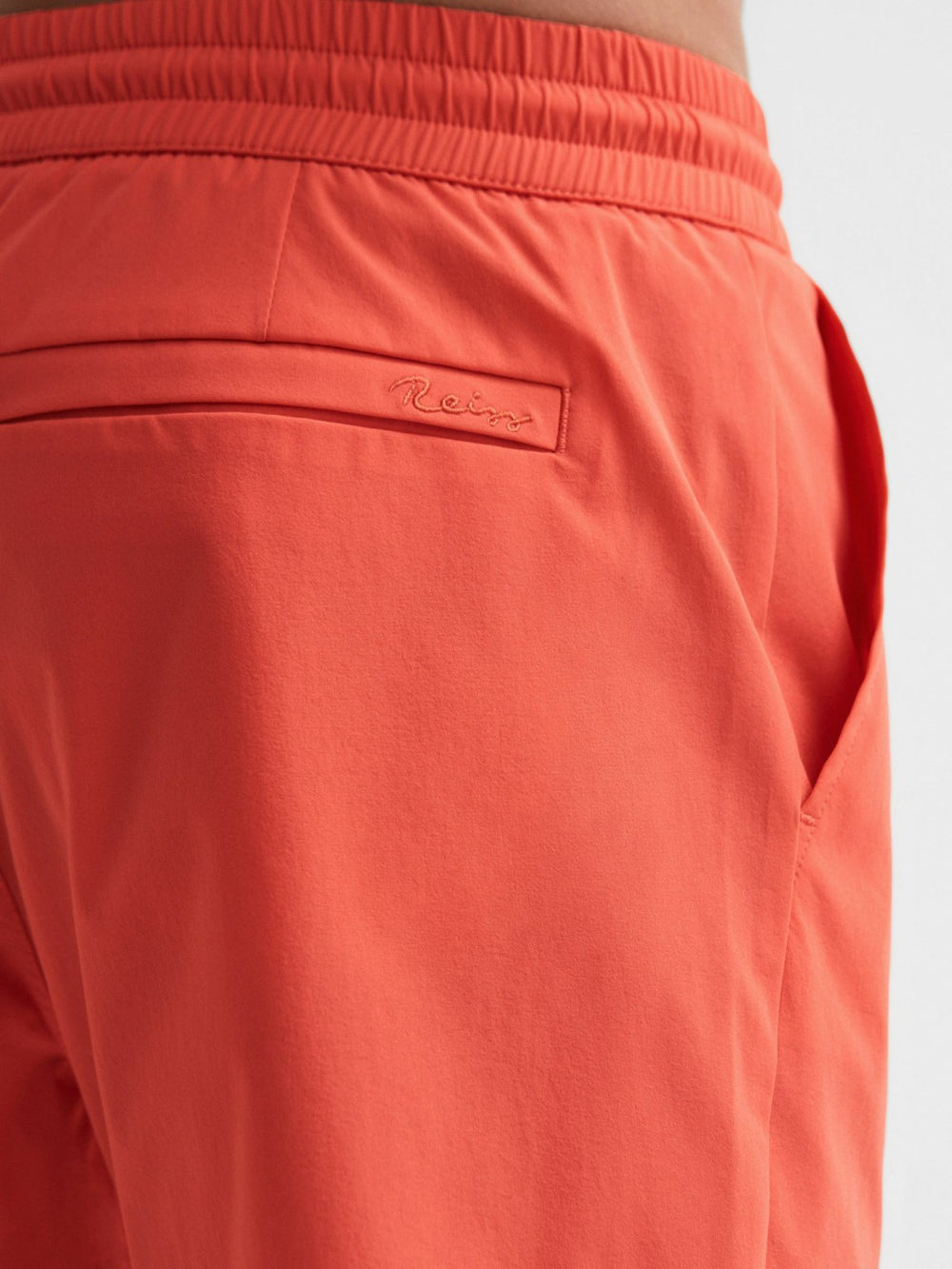 Men Plain Drawstring Swim Shorts in Bright Orange