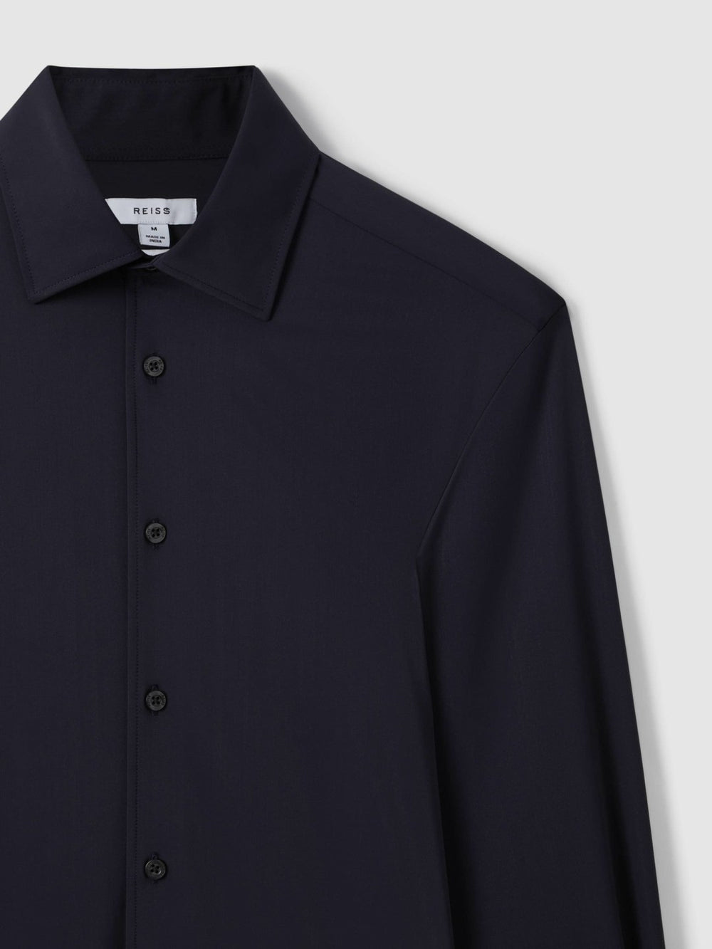 Men Regular Fit Button-Through Travel Shirt in Navy