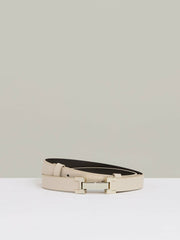 Women Leather Square Hinge Belt in Stone