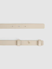 Women Leather Square Hinge Belt in Stone