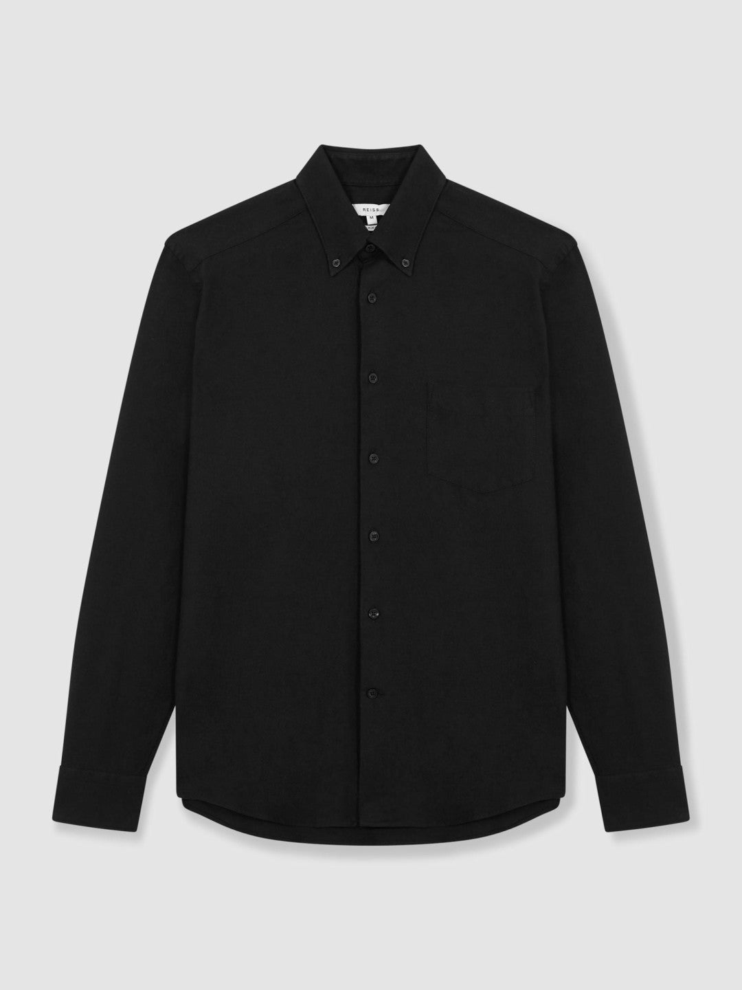 Men Slim-Fit Button-Down Collar Cotton Oxford Shirt in Black
