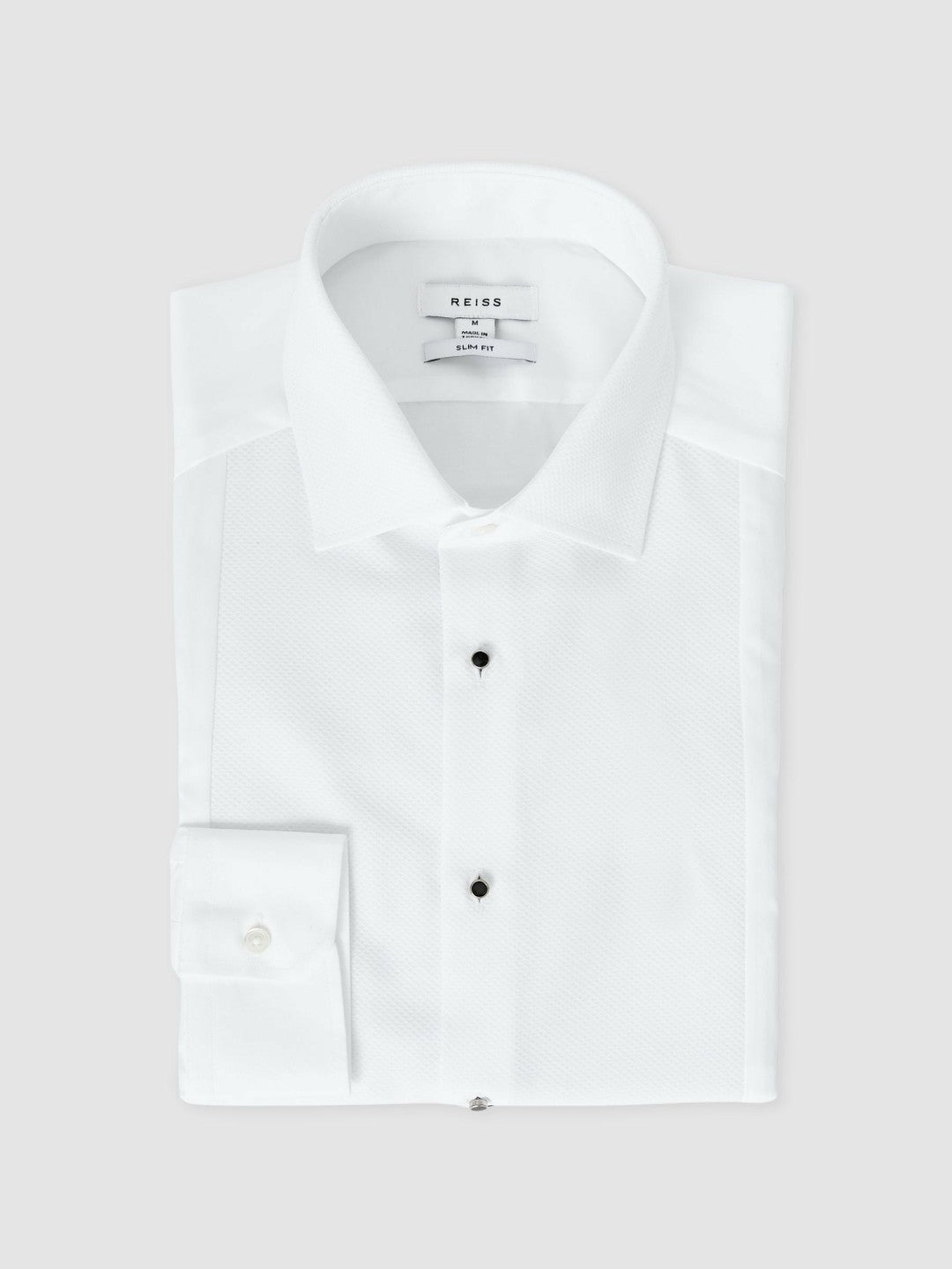 Men Slim Fit Cotton Marcella Tuxedo Shirt in White