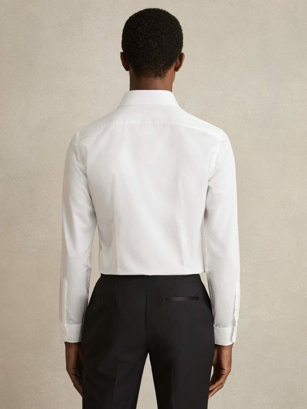 Men Slim Fit Cotton Marcella Tuxedo Shirt in White