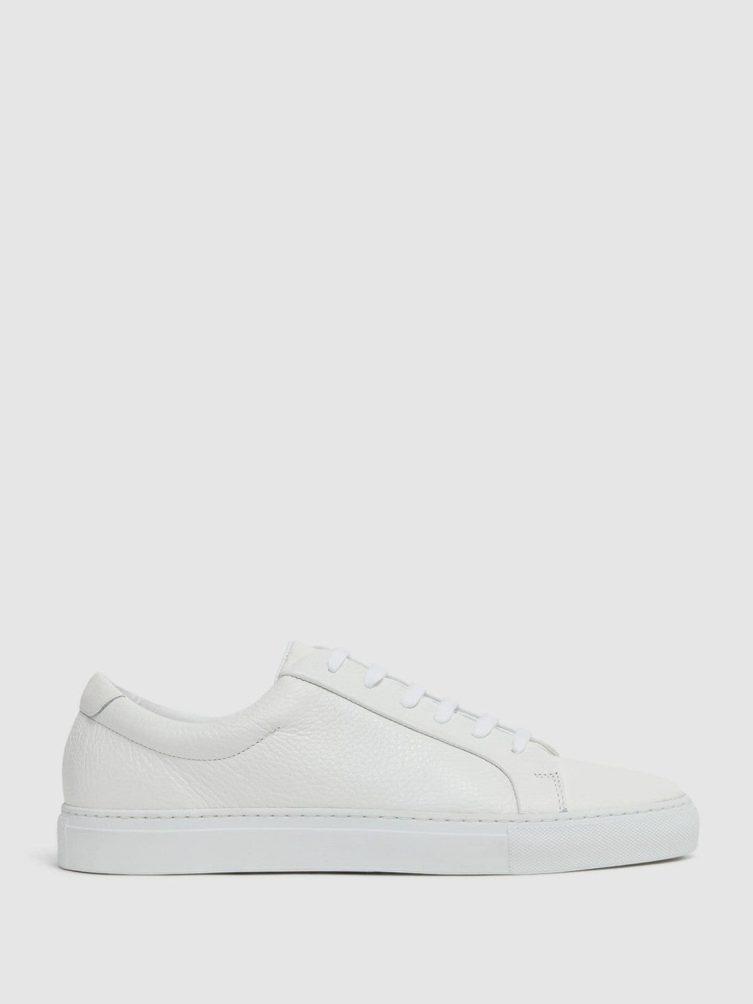 Men Tumbled-Leather Low-Top Trainers in White