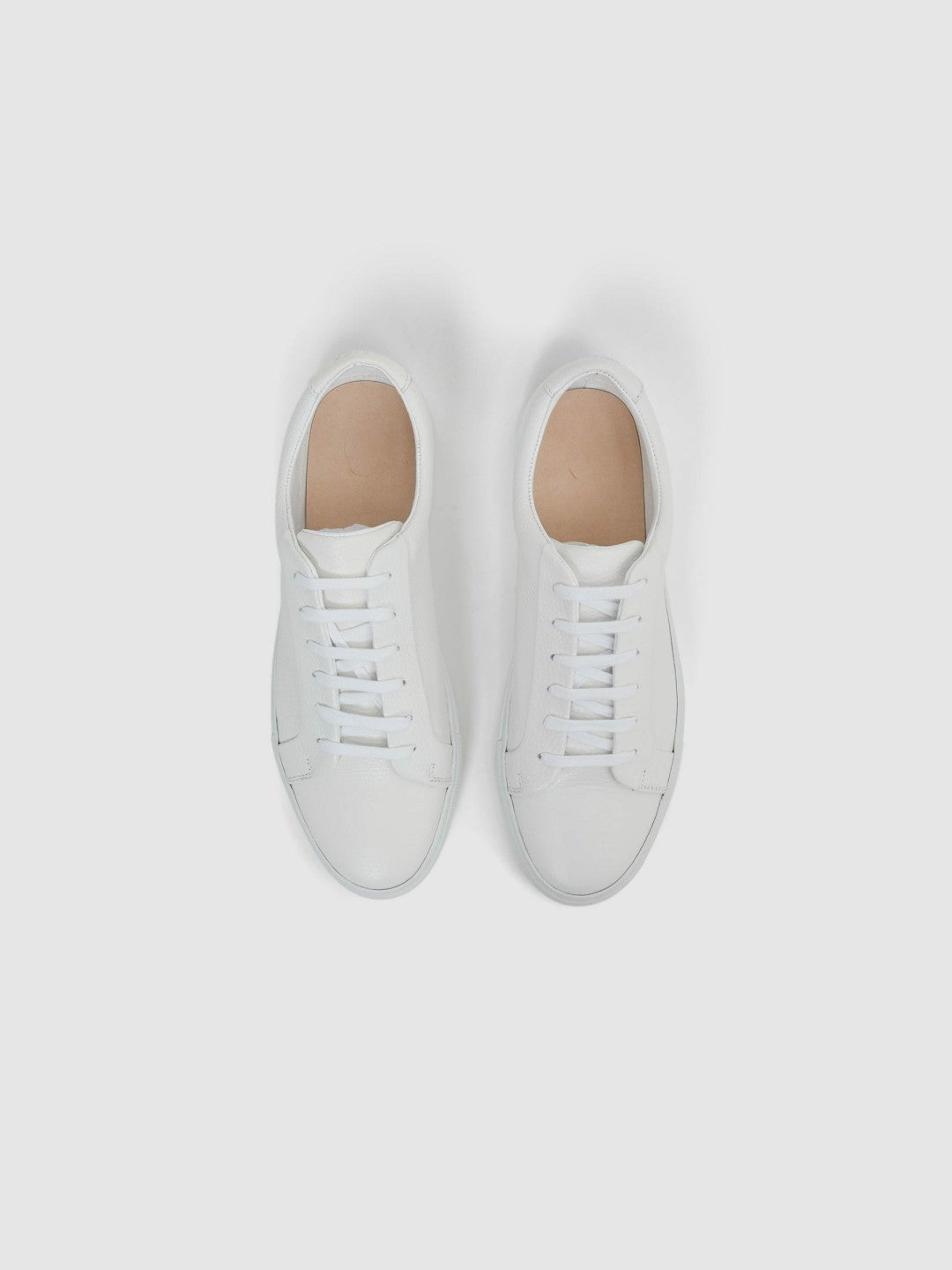 Men Tumbled-Leather Low-Top Trainers in White