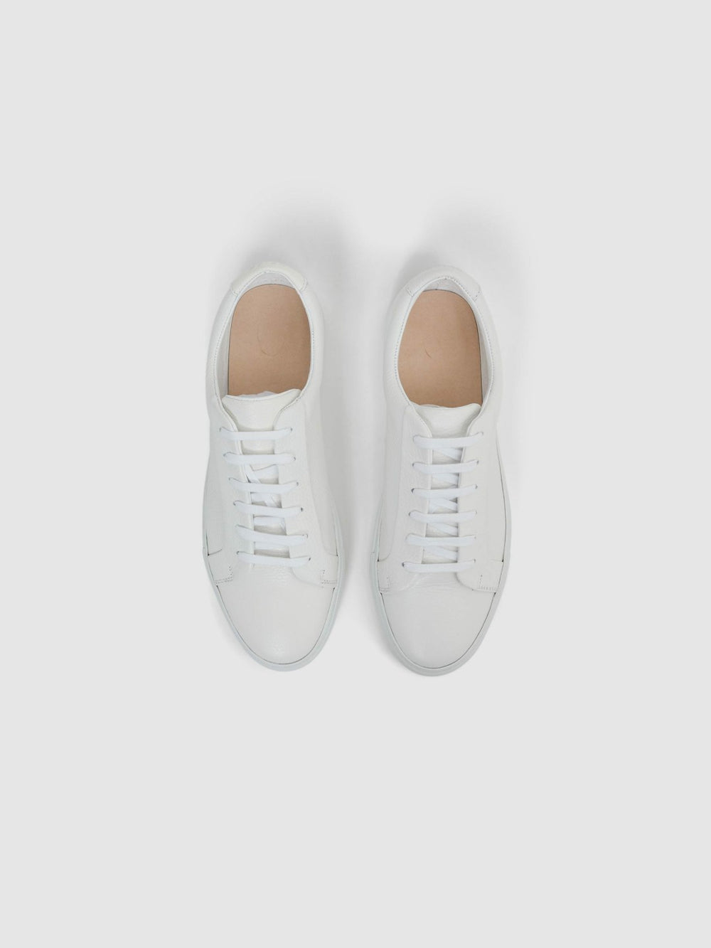 Men Tumbled-Leather Low-Top Trainers in White