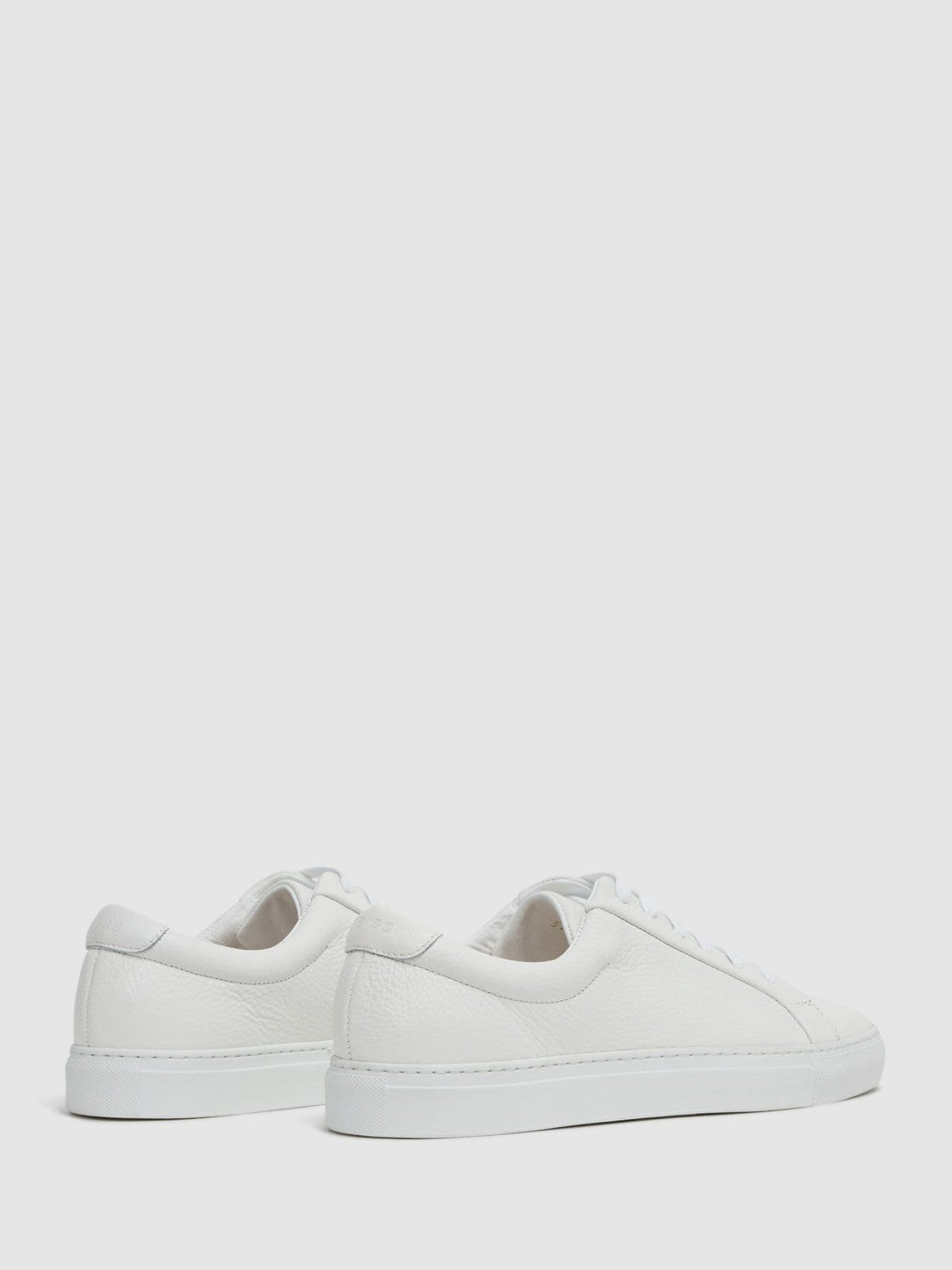 Men Tumbled-Leather Low-Top Trainers in White
