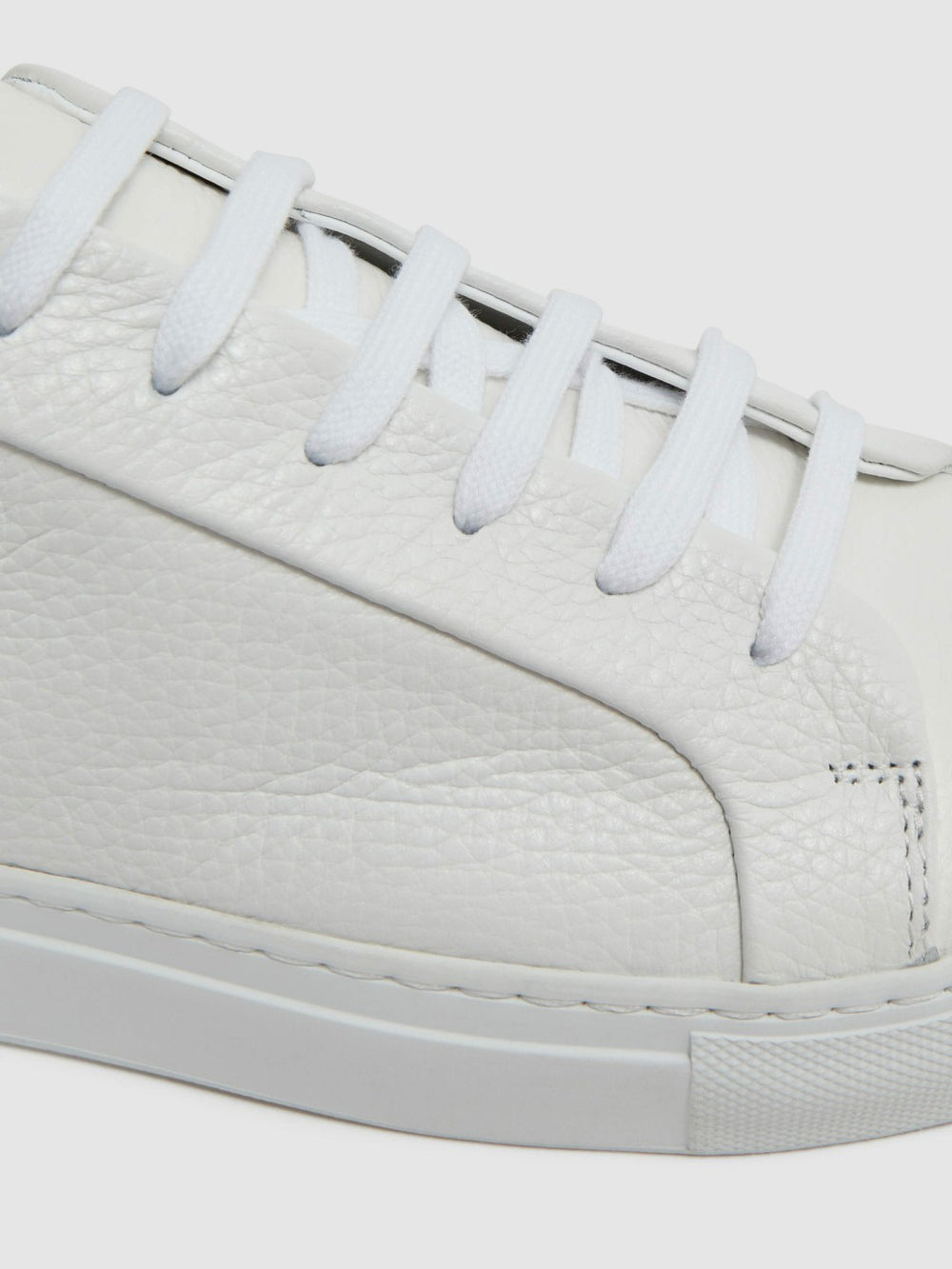 Men Tumbled-Leather Low-Top Trainers in White
