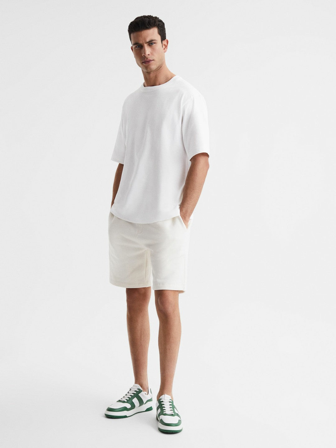 Men Oversized Garment Dye T-Shirt in White