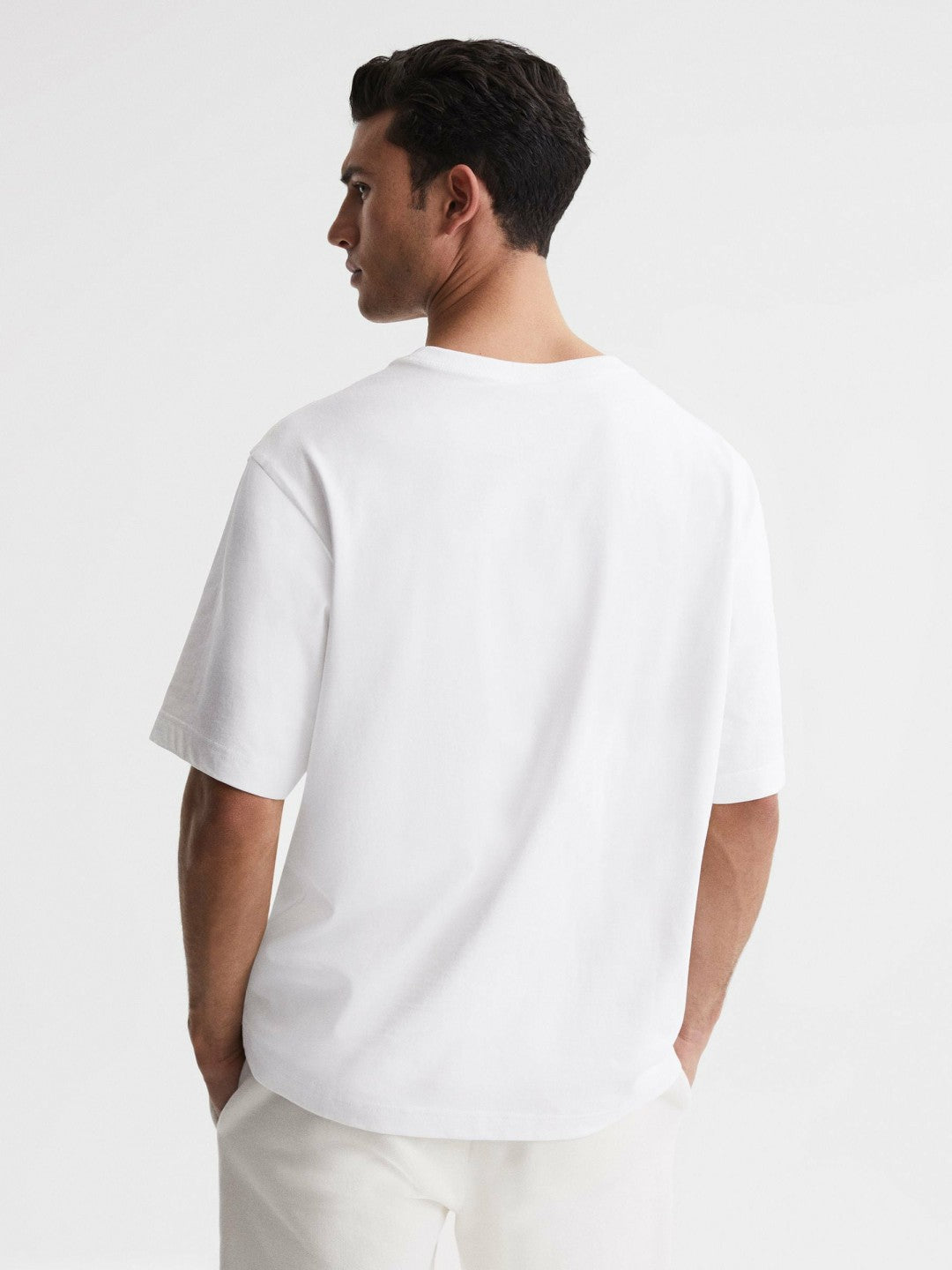 Men Oversized Garment Dye T-Shirt in White
