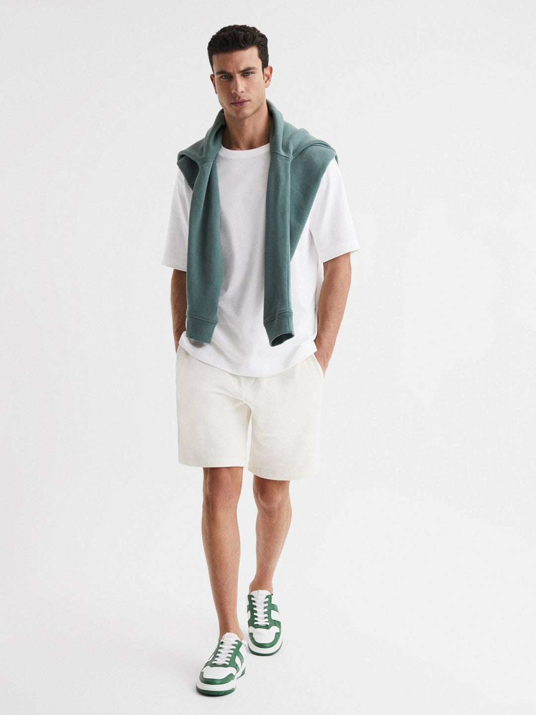 Men Oversized Garment Dye T-Shirt in White