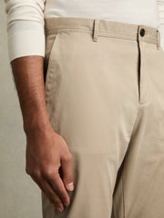 Men Slim Fit Washed Cotton Blend Chinos in Stone