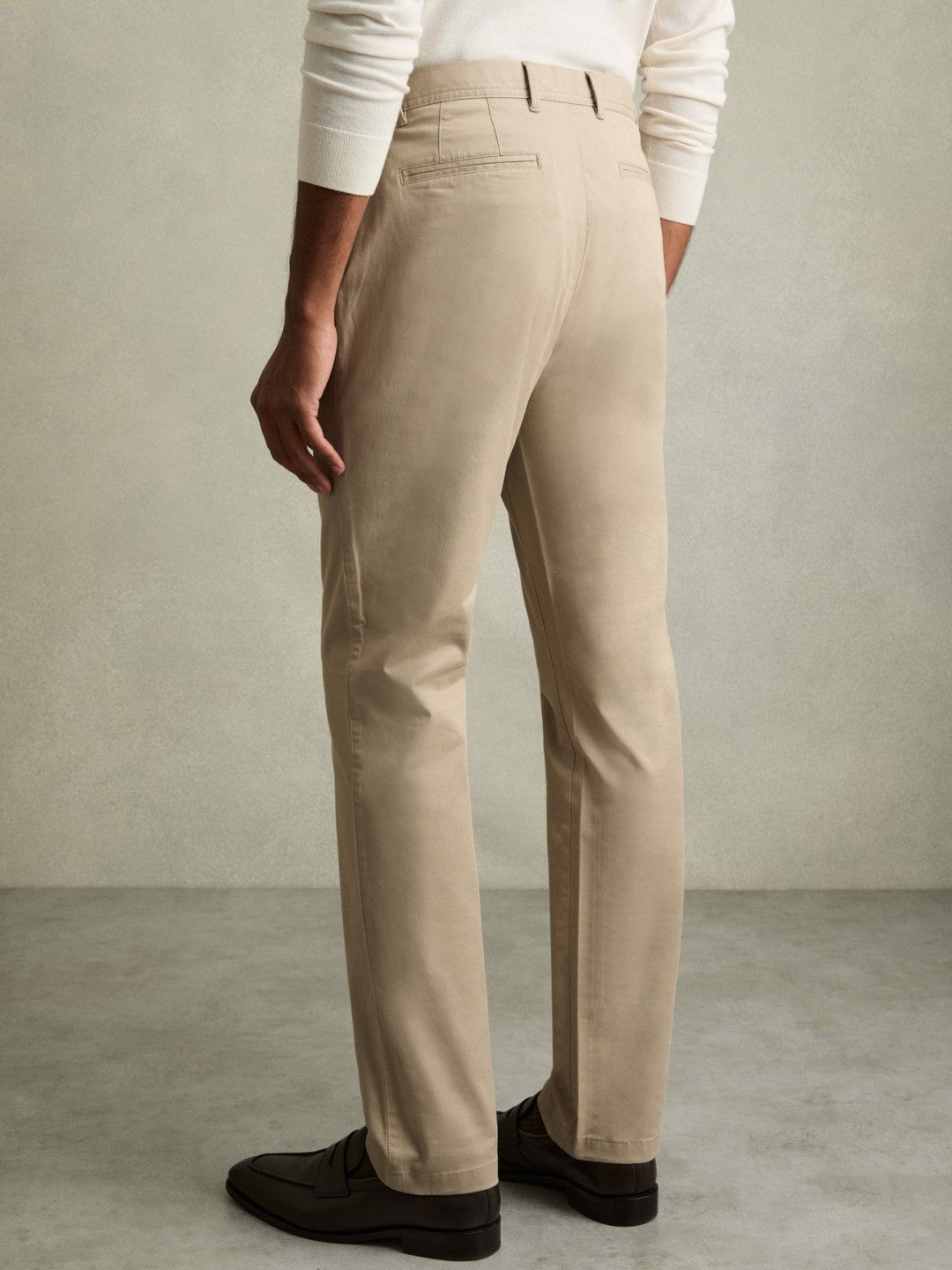 Men Slim Fit Washed Cotton Blend Chinos in Stone