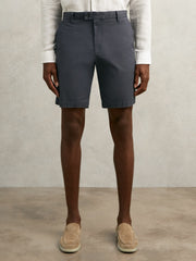 Men Cotton Chino Shorts with Stretch in Airforce Blue