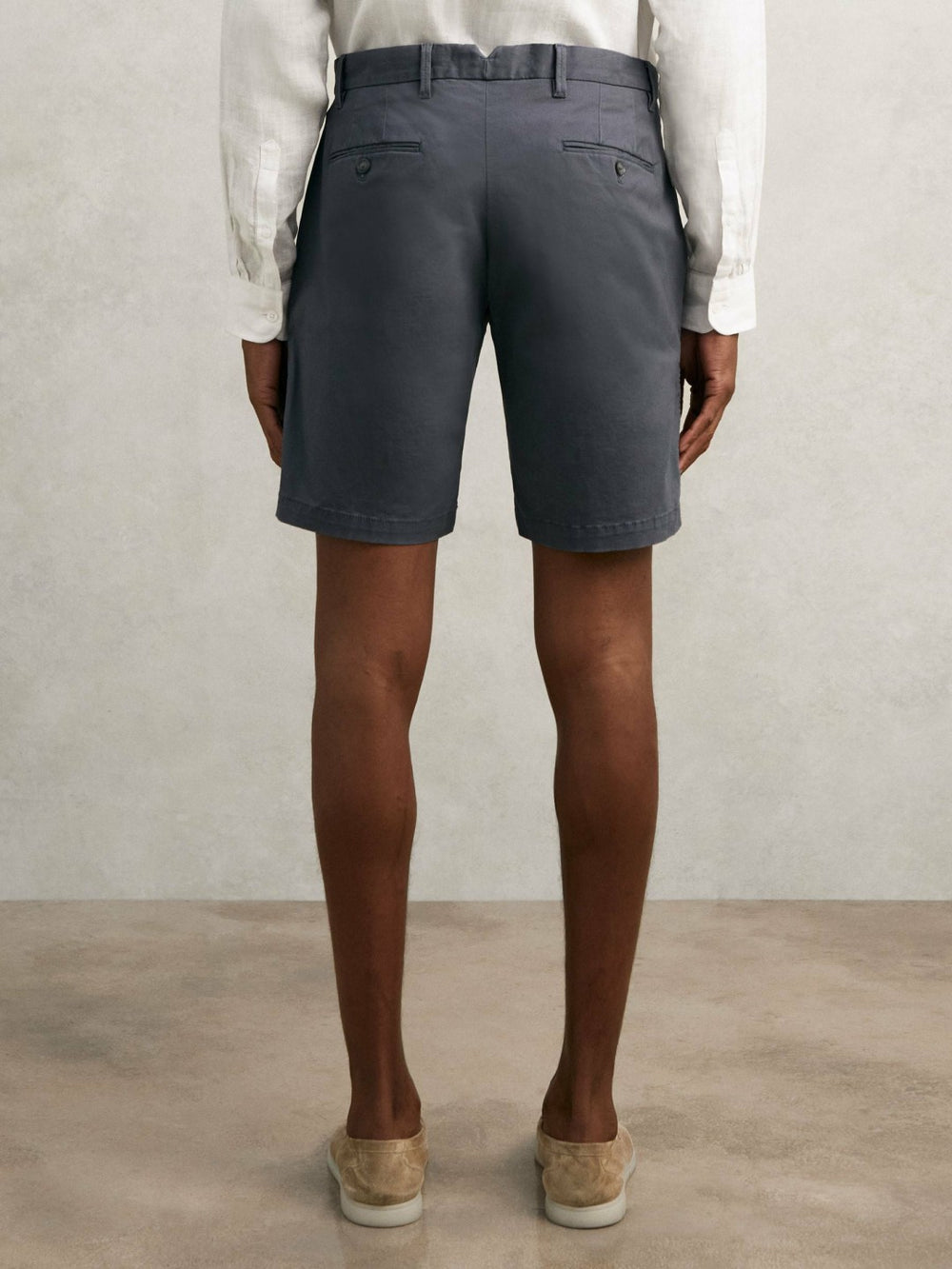 Men Cotton Chino Shorts with Stretch in Airforce Blue