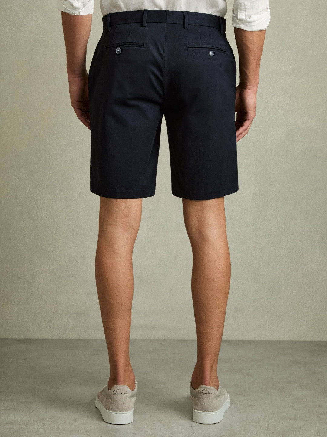 Men Cotton Chino Shorts with Stretch in Navy