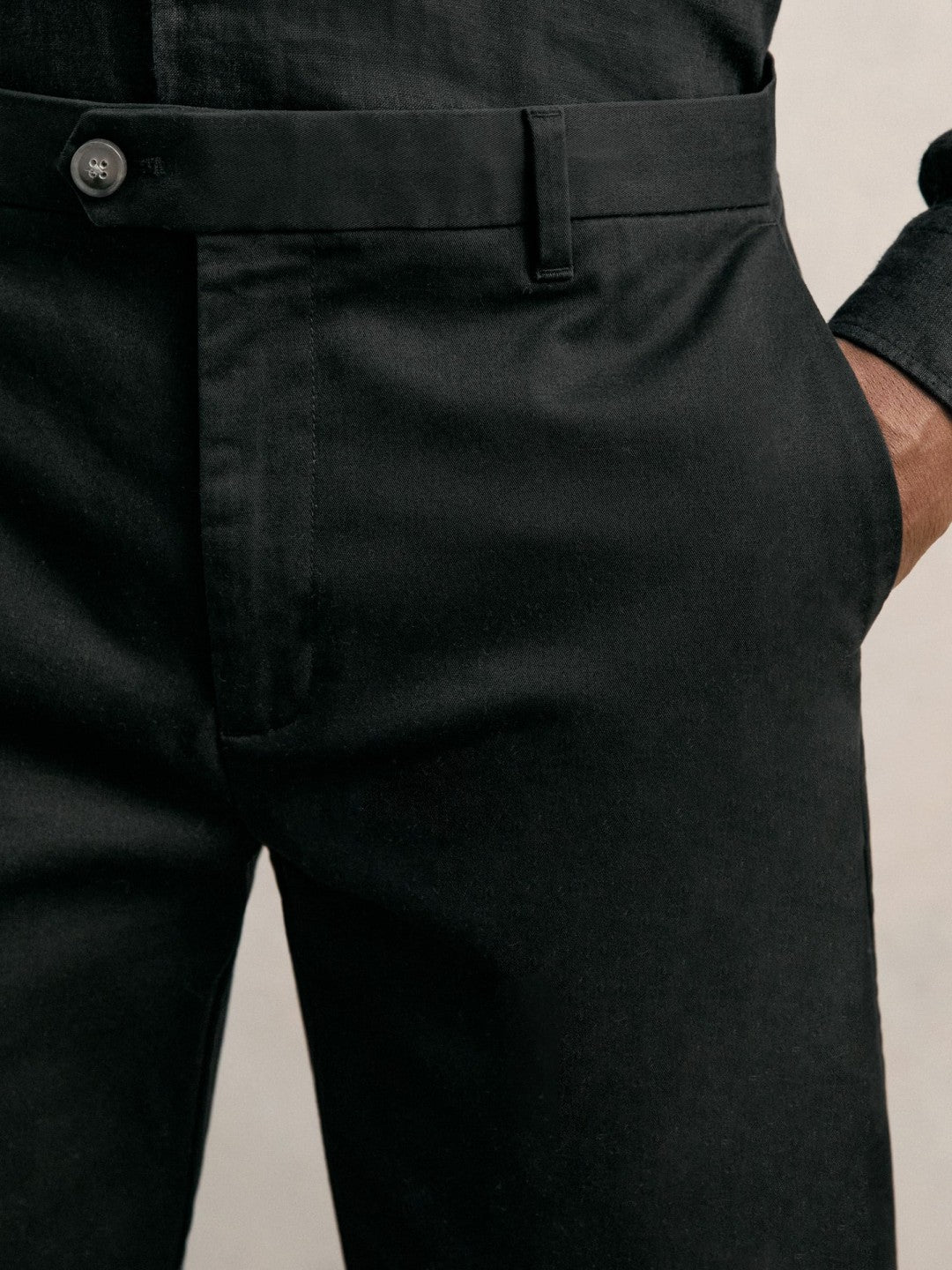 Men Cotton Chino Shorts with Stretch in Black