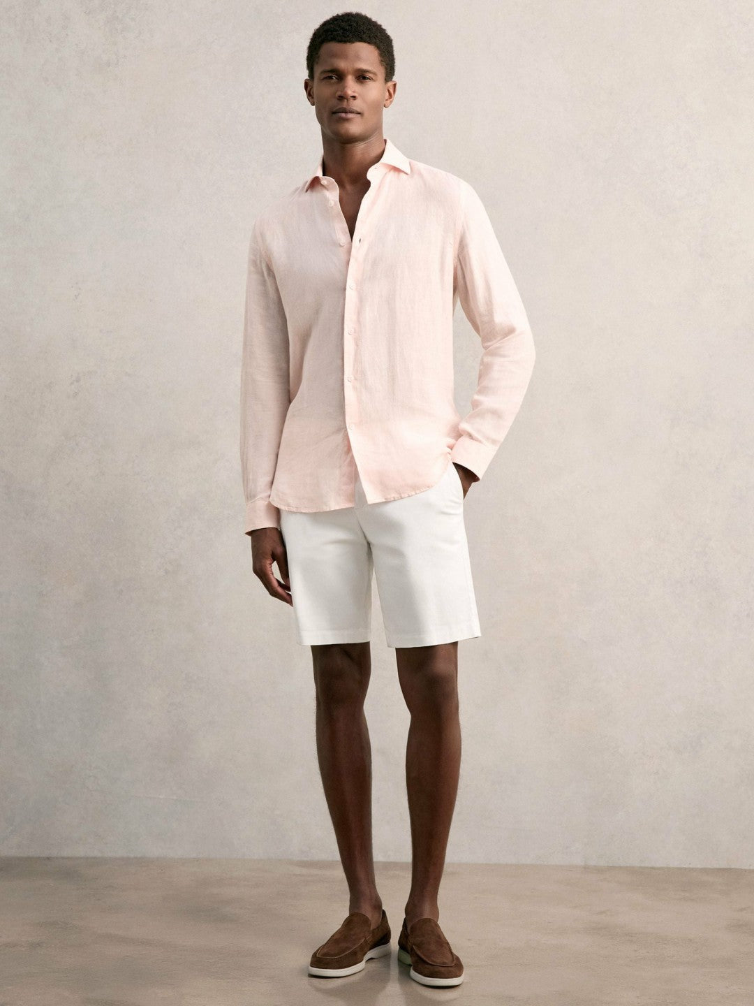Men Cotton Chino Shorts with Stretch in White