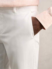 Men Cotton Chino Shorts with Stretch in White